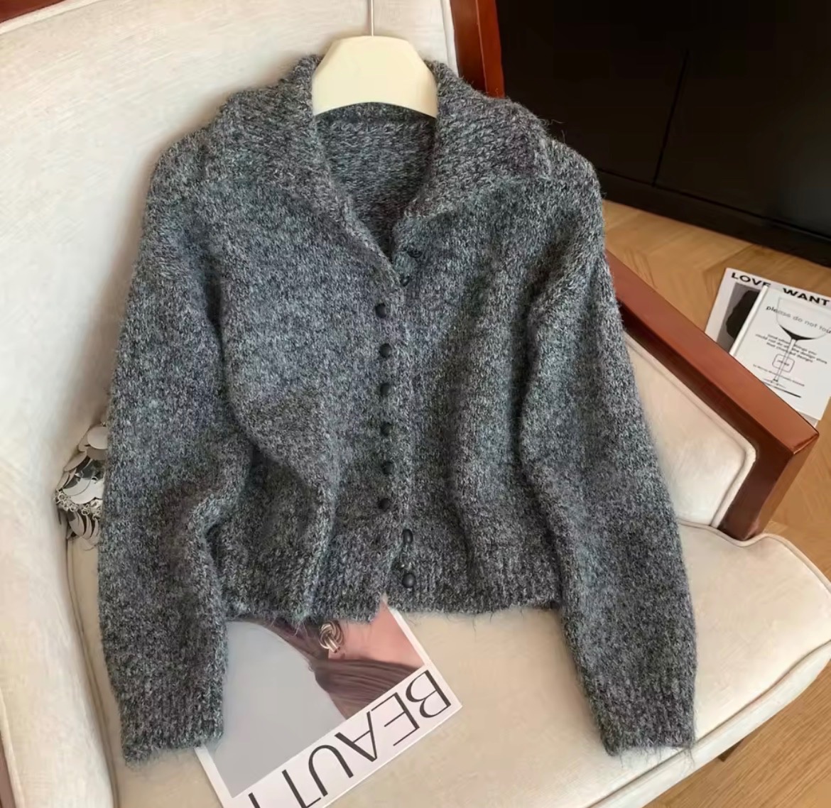 Y2K Turtleneck Knit Cardigan