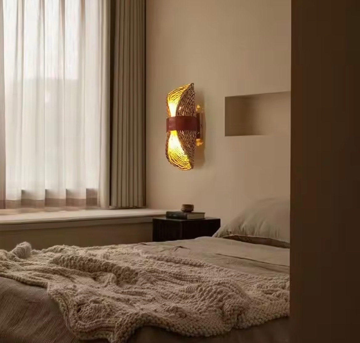 Retro Japanese Rattan Wall Lamp